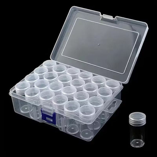 24 PCS ROUND PLASTIC STORAGE BOX 24 GRID TRANSPARENT BEAD STORAGE BOX ROUND CYLINDER