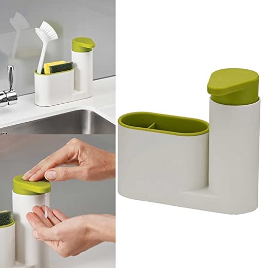 SINK TIDY 2PCS SET 2-in-1 Sponge Rack Soap Dispenser Holder for Kitchen Bathroom