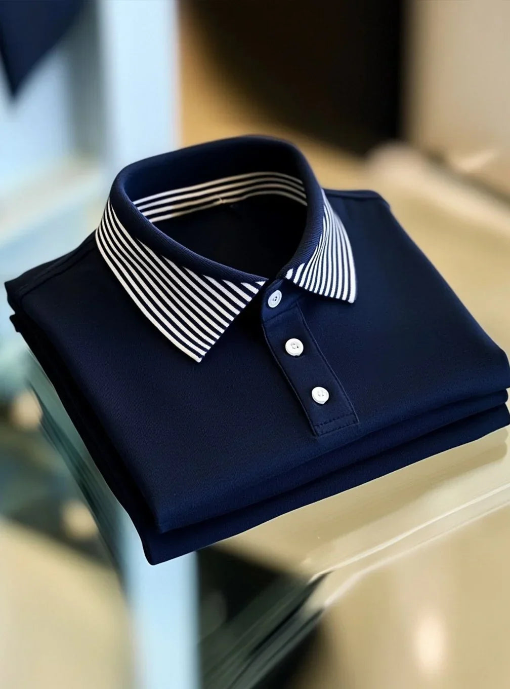 Men's Business Casual Logo Button Short Sleeve Elastic Polo Shirt