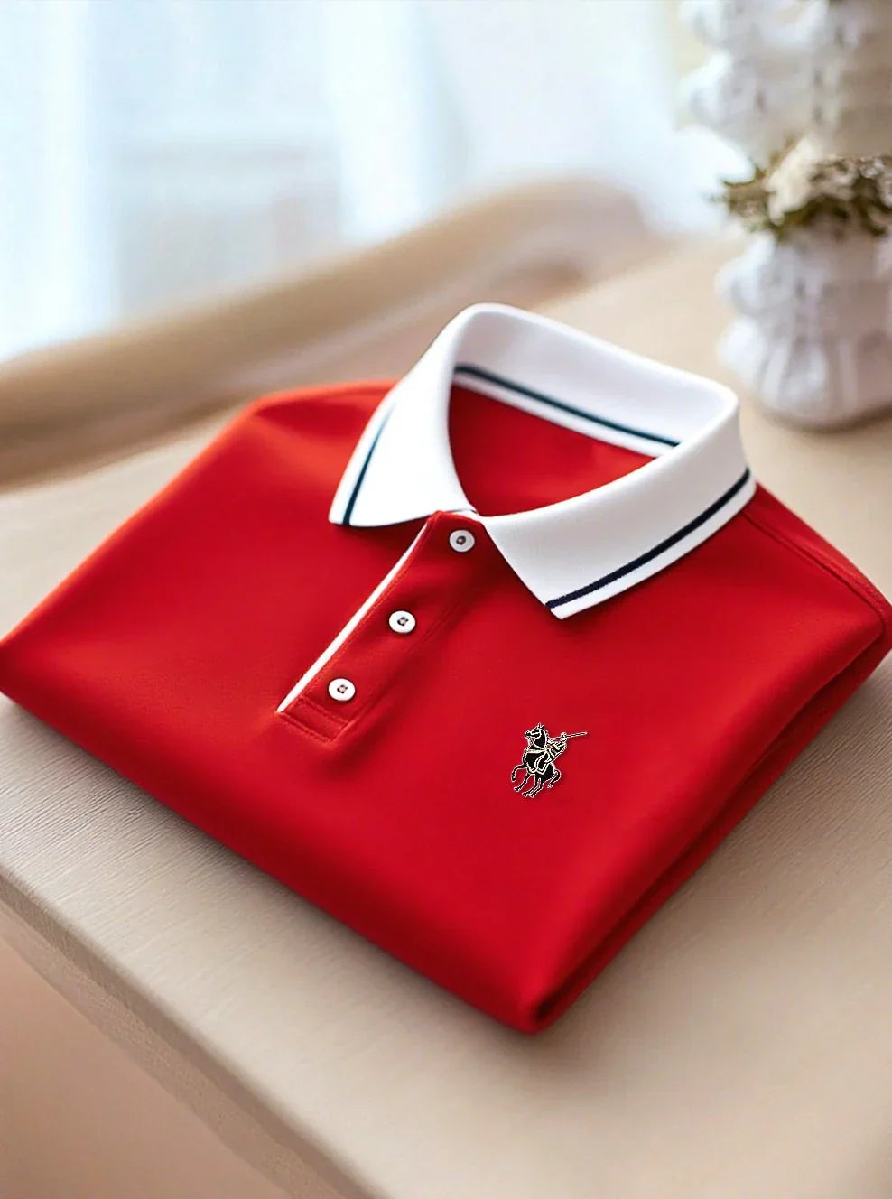 Men's Business Casual Rainbow Striped Short Sleeve Button Polo Shirt