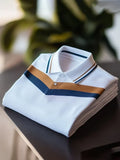 Men's Classic Business Check Logo Short Sleeve Polo Shirt