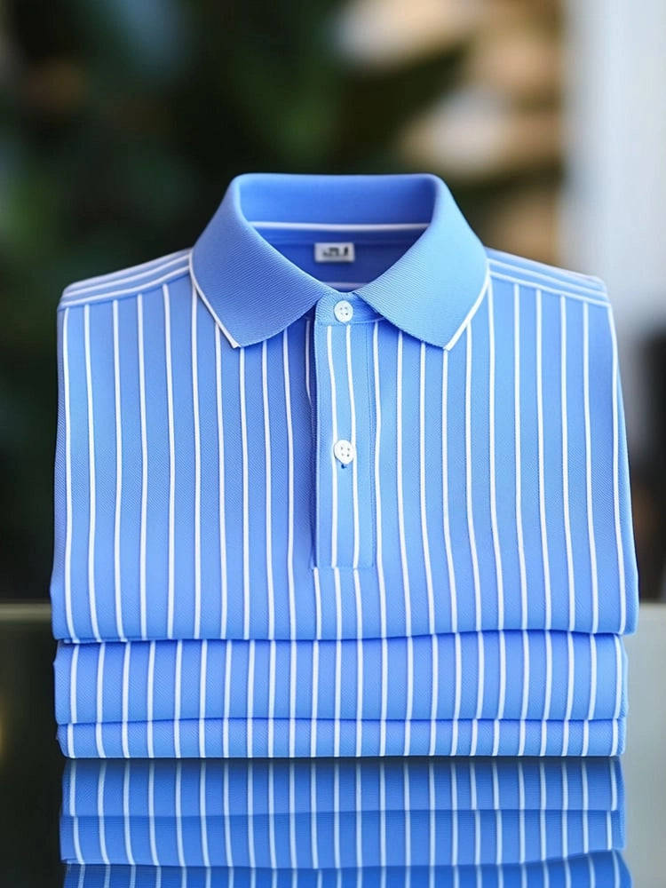 Men's Classic Business Button Short Sleeve Polo Shirt