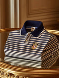 Oxford Vintage Stripe Heritage Long Sleeve Polo Shirt for Men