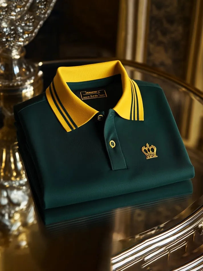 Harrington Plaid Crest Executive Polo Shirt for Men