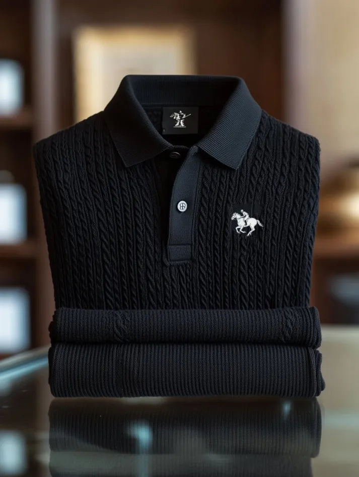 Kingsford Signature Print Long Sleeve Polo Shirt for Men