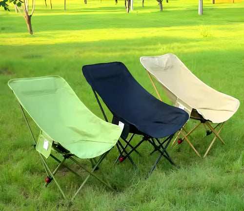 ADJUSTABLE FOLDING MOON CHAIR(BLACK) PORTABLE OUTDOOR CAMPING HIGH BACK MOON CHAIR