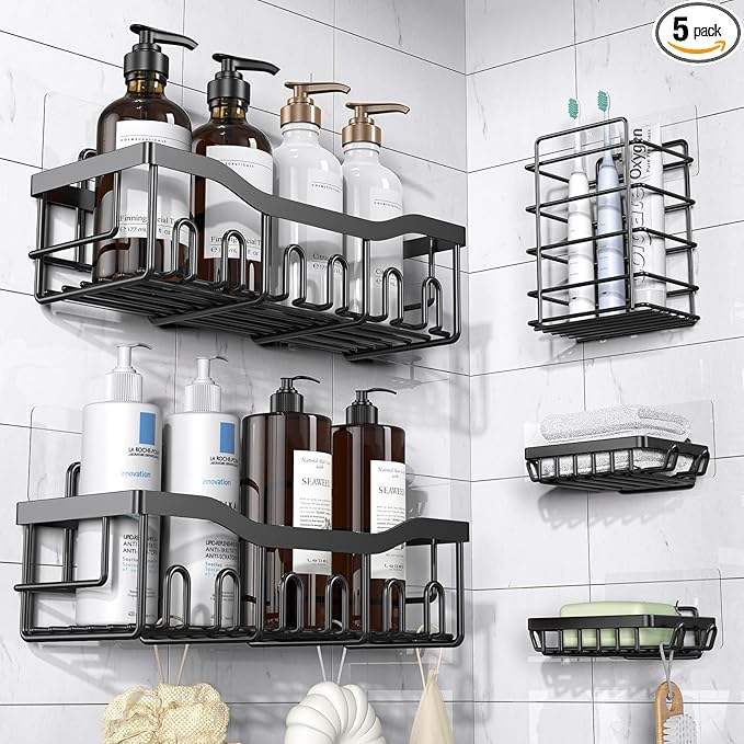 BATHROOM SHOWER CADDY 5PCS SET METAL BATHROOM SHELVE & SOAP DISH 5PCS SET