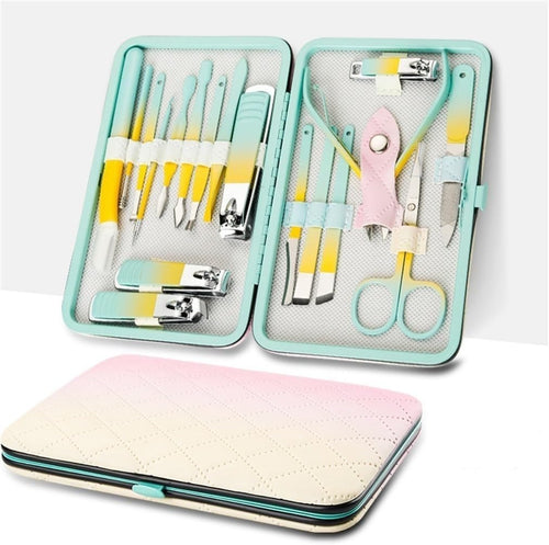 18 IN 1 MANICURE SET - RAINBOW 18pcs Nail Clipper Set with Portable Travel Case