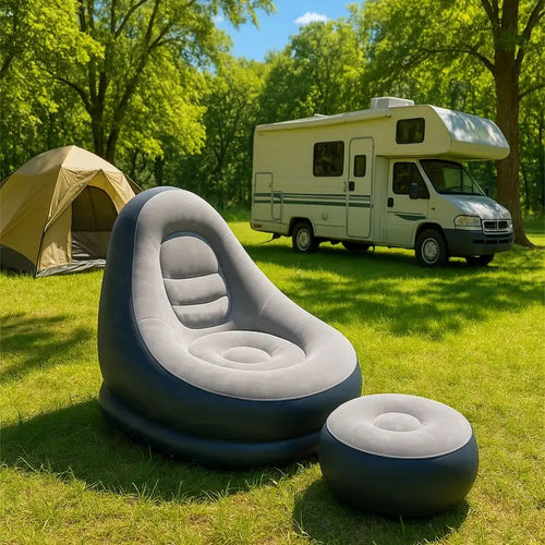 2 IN 1 INFLATABLE SOFA Inflatable Lounge Chair with Footstool
