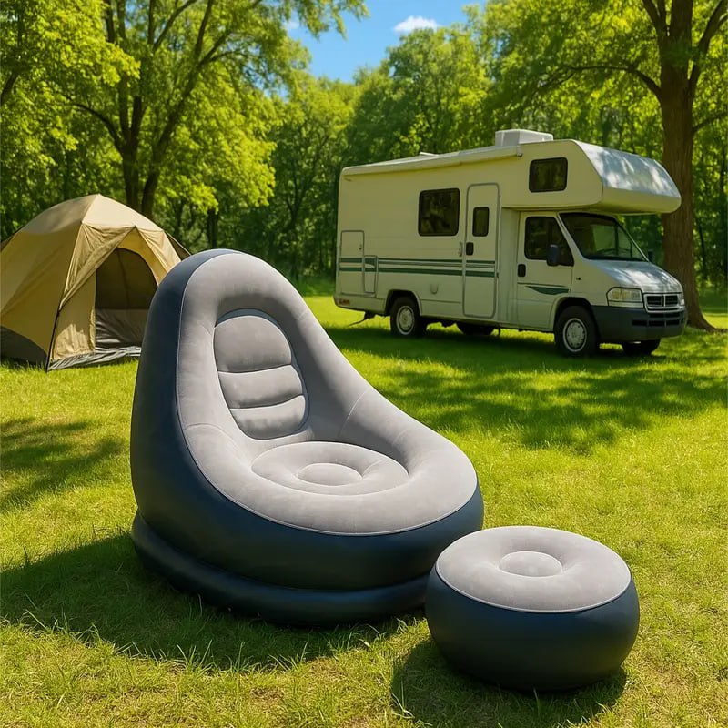 2 IN 1 INFLATABLE SOFA Inflatable Lounge Chair with Footstool